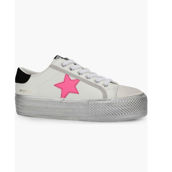 Vintage Havana Shoes - Vintage Havana Amaze Platform Metallic Sneakers White, Silver & Pink Women’s 8